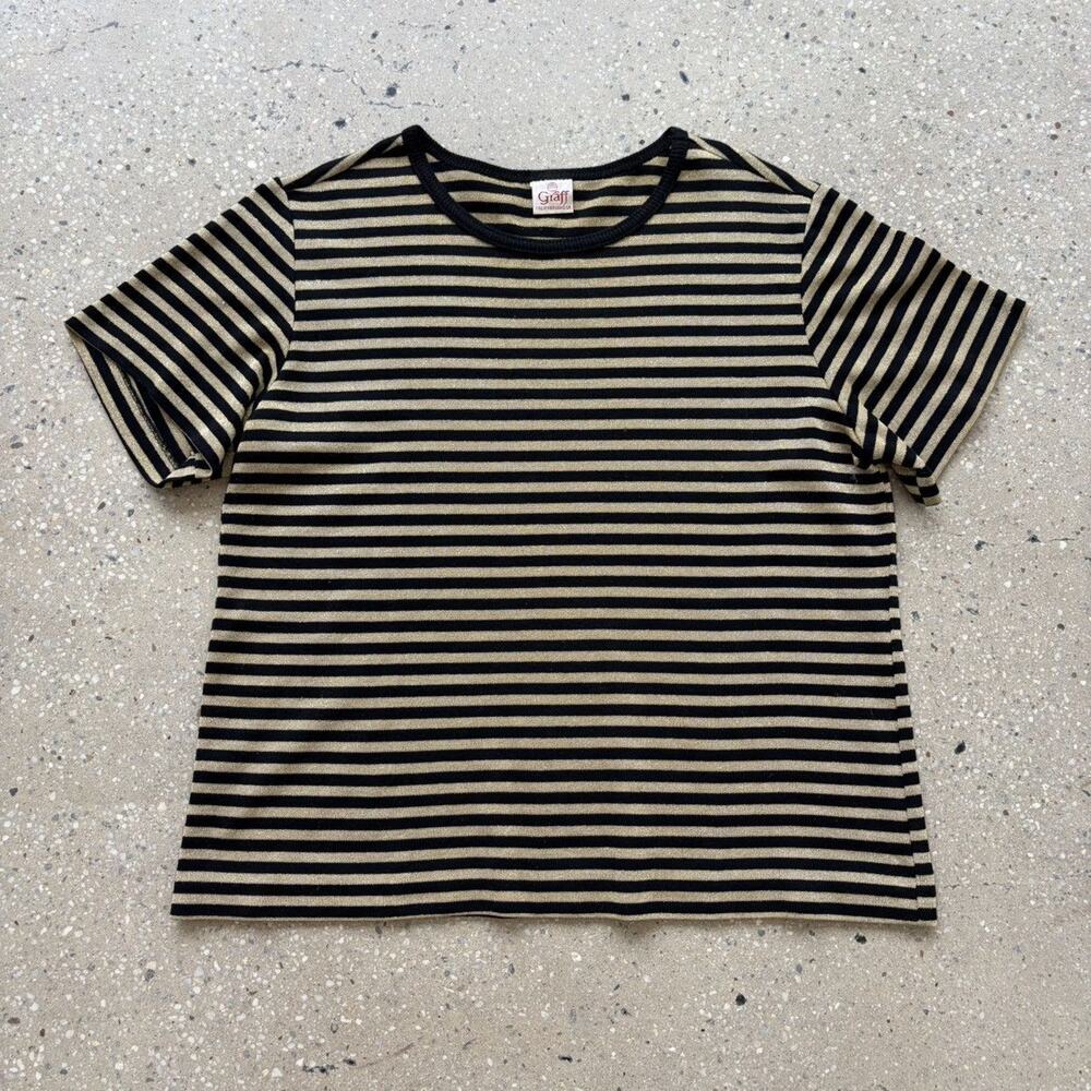 Vintage 70s Graff Californiawear Gold/Black Striped T-Shirt